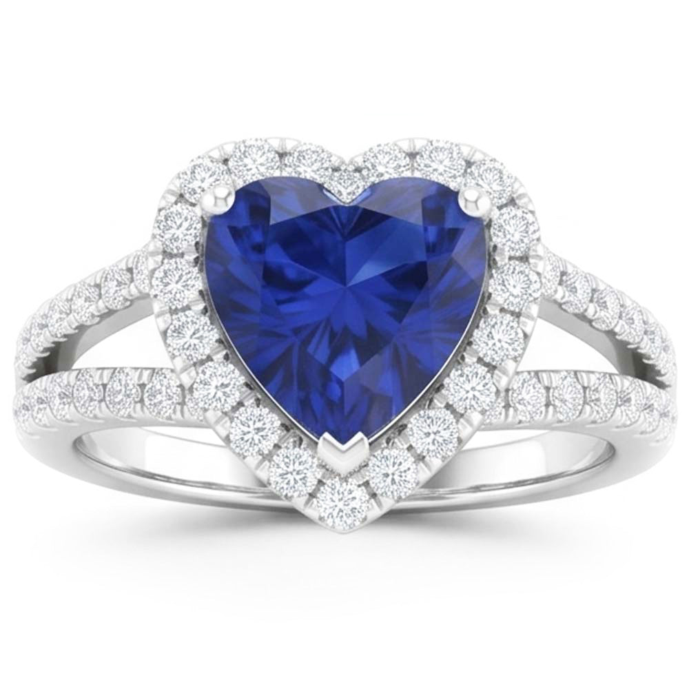 Natural Sapphire Ring 4.45ct - White Gold 14K
