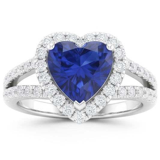 Natural Sapphire Ring 4.45ct - White Gold 14K