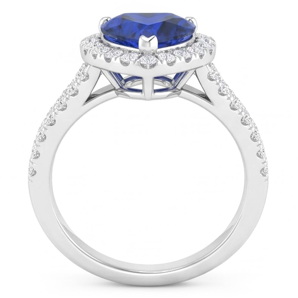 Natural Sapphire Ring 4.45ct - White Gold 14K