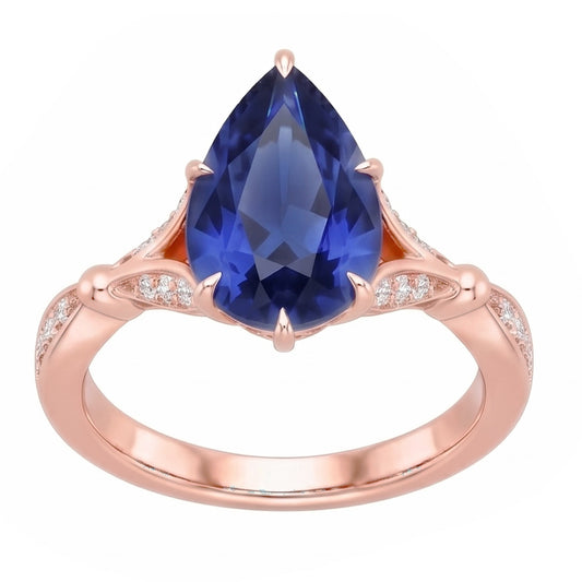 Natural Sapphire Ring 4.50ct - Rose Gold 14K