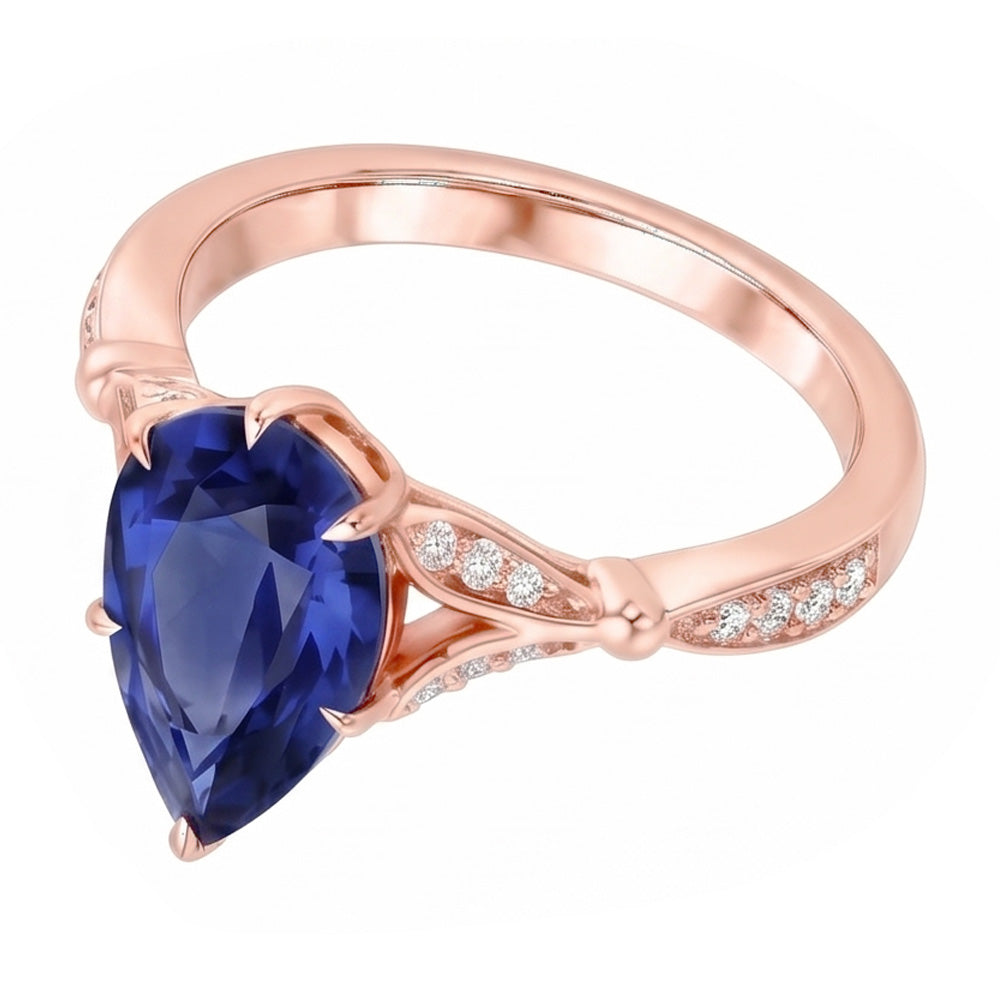 Natural Sapphire Ring 4.50ct - Rose Gold 14K