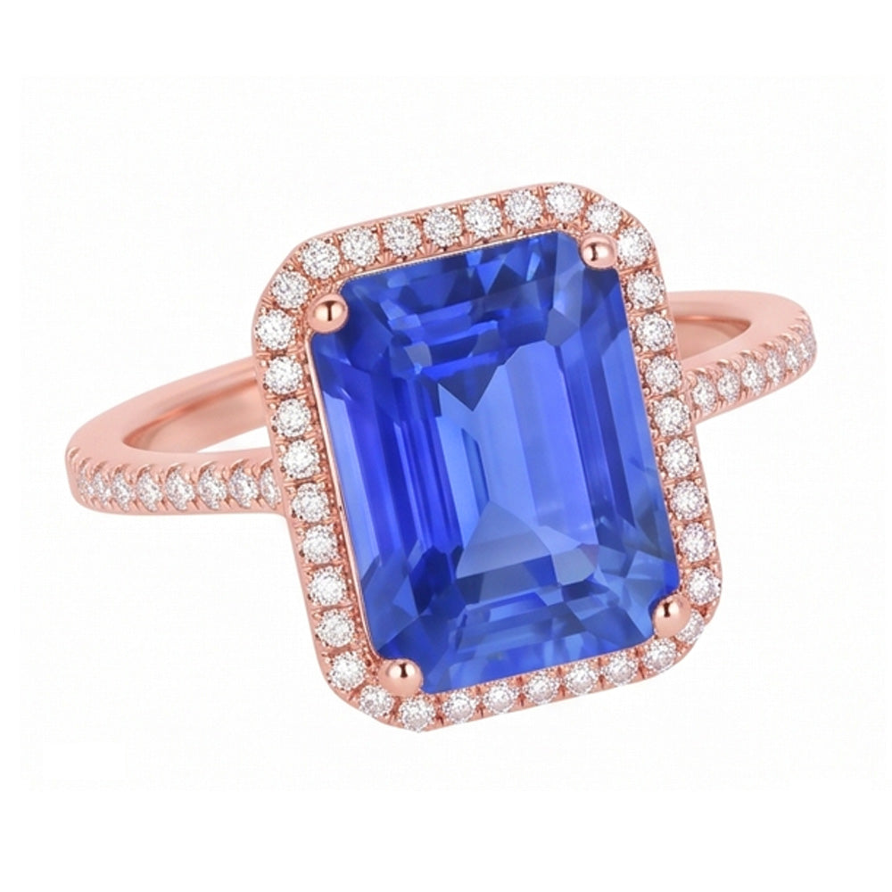 Natural Sapphire Ring 4.50ct - Rose Gold 14K