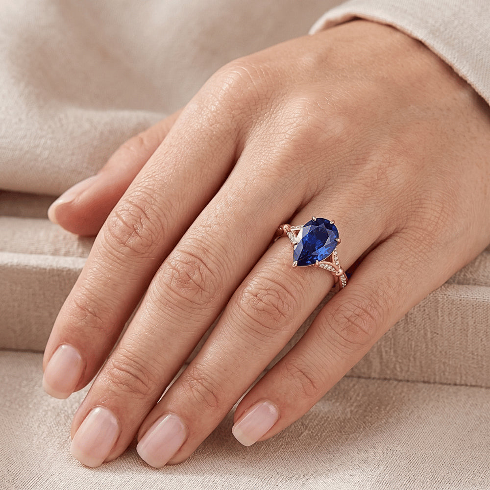 Natural Sapphire Ring 4.50ct - Rose Gold 14K