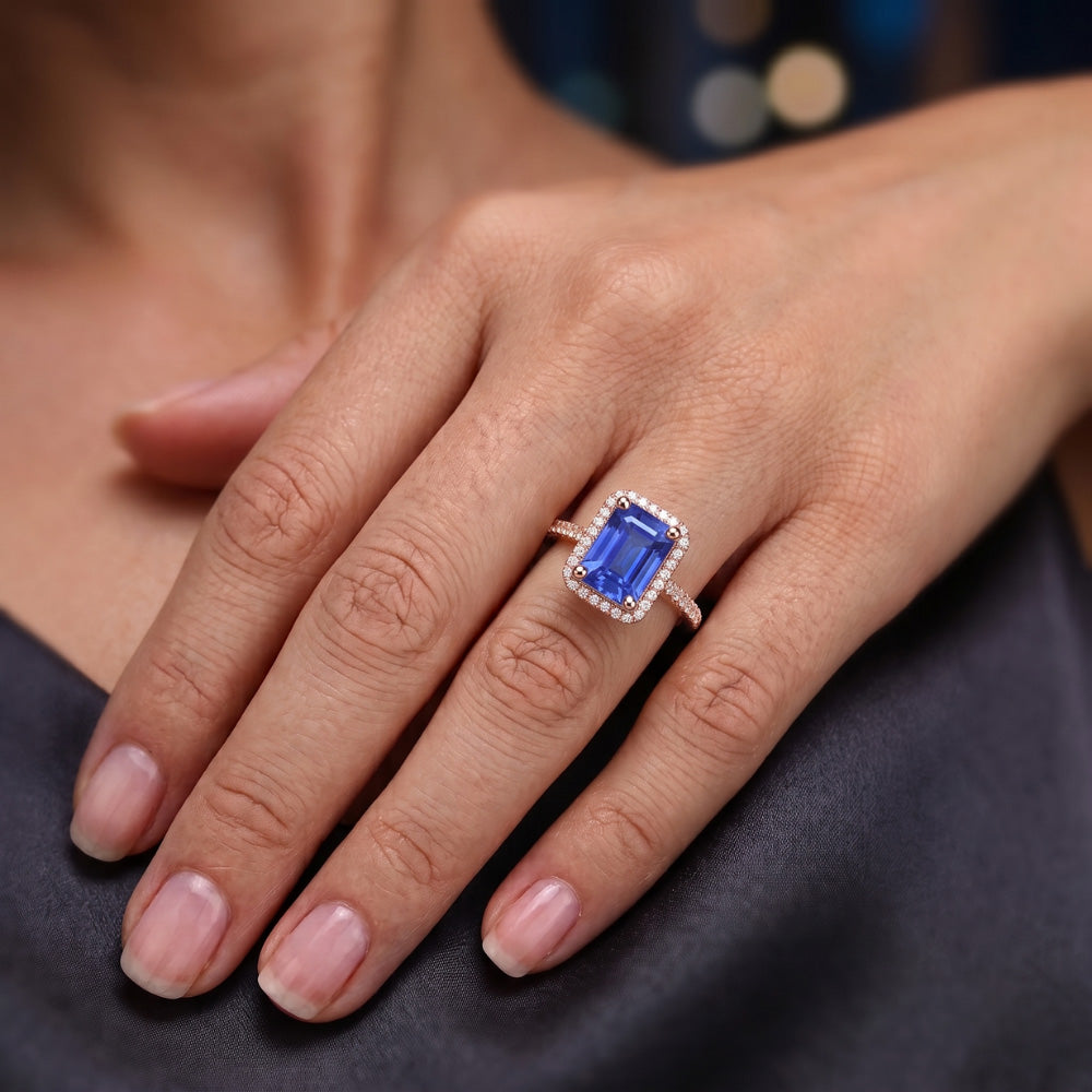 Natural Sapphire Ring 4.50ct - Rose Gold 14K