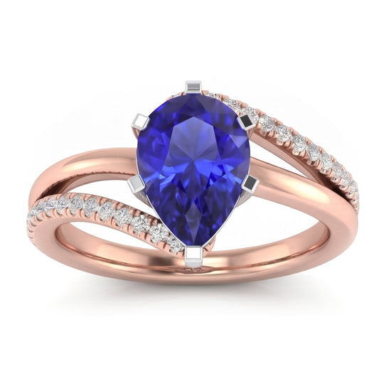 Natural Sapphire Ring 4.50ct - Two Tone 14K Gold