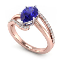 Natural Sapphire Ring 4.50ct - Two Tone 14K Gold