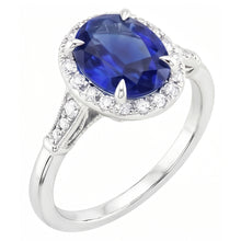 Natural Sapphire Ring 4.50ct - White Gold 14K