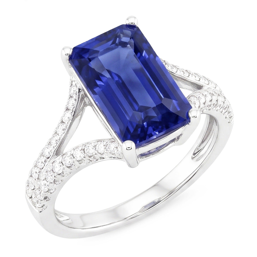 Natural Sapphire Ring 4.50ct - White Gold 14K