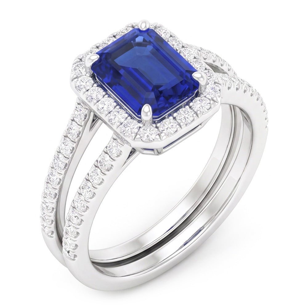 Natural Sapphire Ring 4.50ct - White Gold 14K