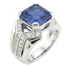 Natural Sapphire Ring 4.50ct - White Gold 14K