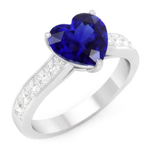 Natural Sapphire Ring 4.50ct - White Gold 14K