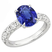 Natural Sapphire Ring 4.50ct - White Gold 14K