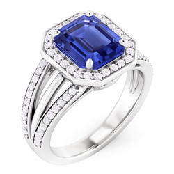Natural Sapphire Ring 4.50ct - White Gold 14K