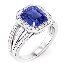 Natural Sapphire Ring 4.50ct - White Gold 14K