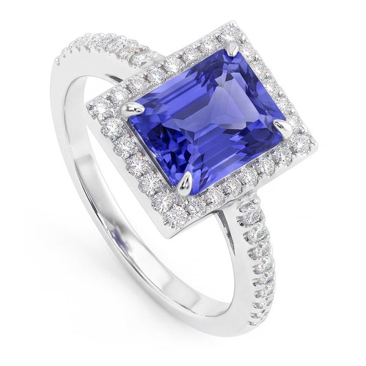 Natural Sapphire Ring 4.50ct - White Gold 14K