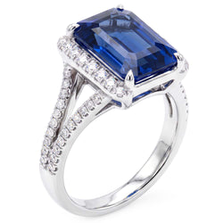 Natural Sapphire Ring 4.50ct - White Gold 14K