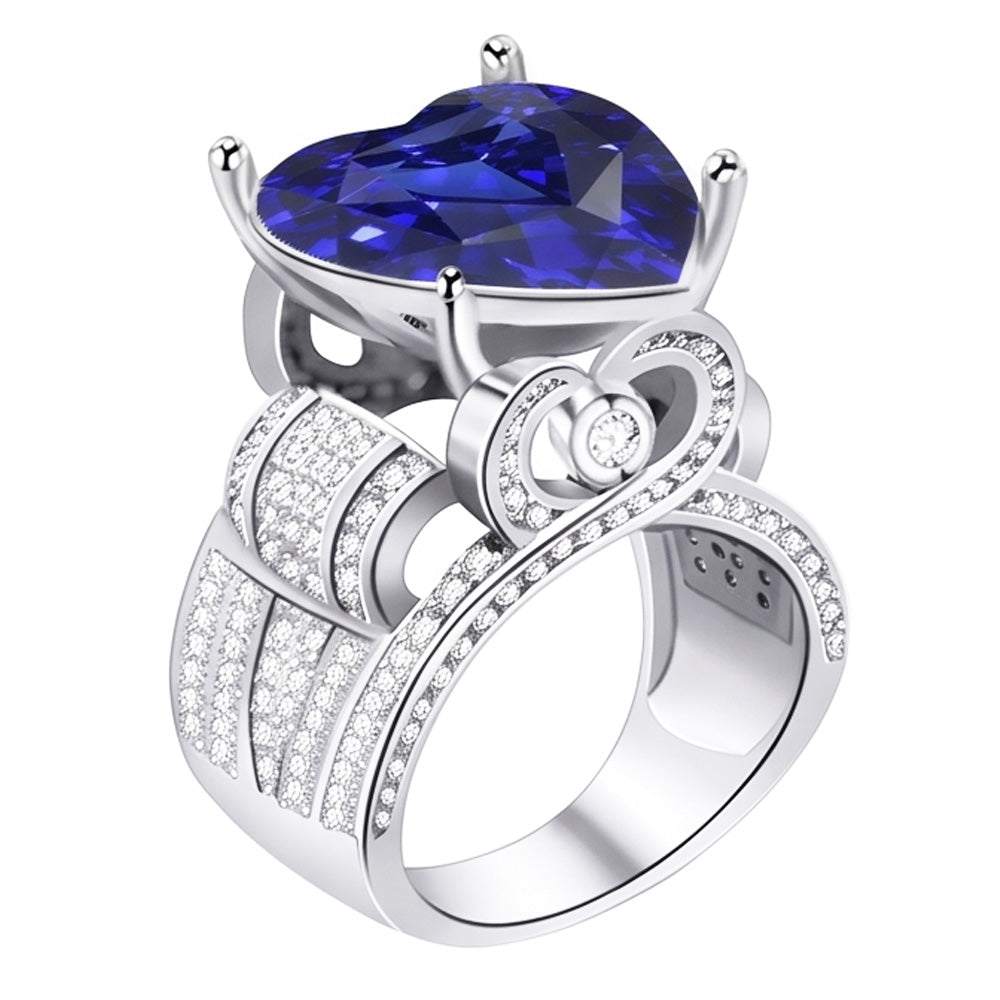 Natural Sapphire Ring 4.50ct - White Gold 14K