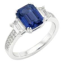 Natural Sapphire Ring 4.50ct - White Gold 14K