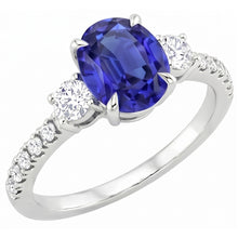 Natural Sapphire Ring 4.50ct - White Gold 14K