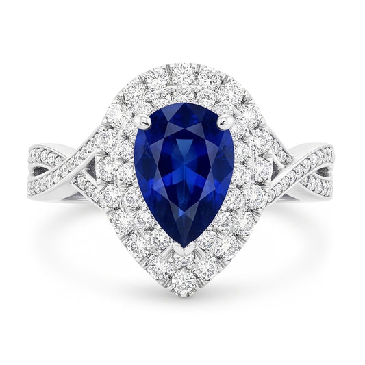 Natural Sapphire Ring 4.50ct - White Gold 14K