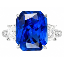Natural Sapphire Ring 4.50ct - White Gold 14K