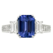 Natural Sapphire Ring 4.50ct - White Gold 14K