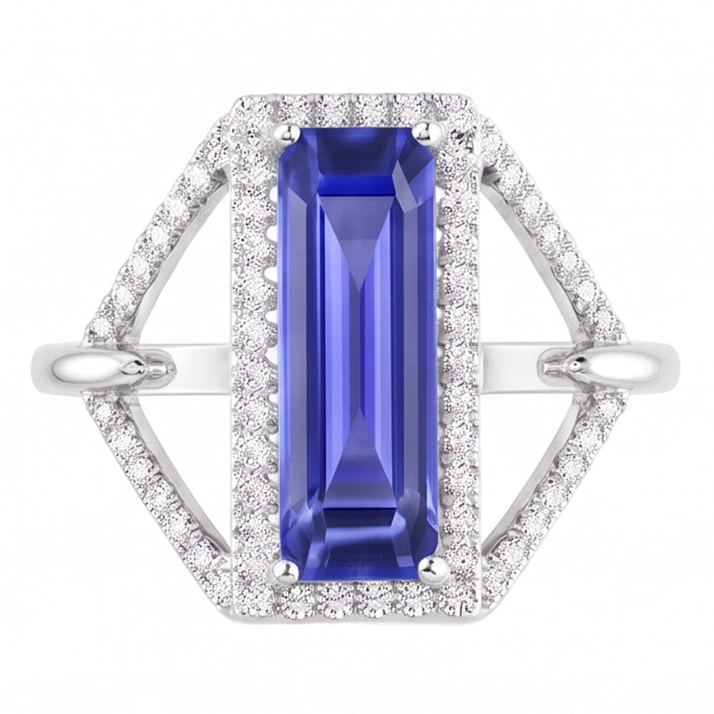 Natural Sapphire Ring 4.50ct - White Gold 14K