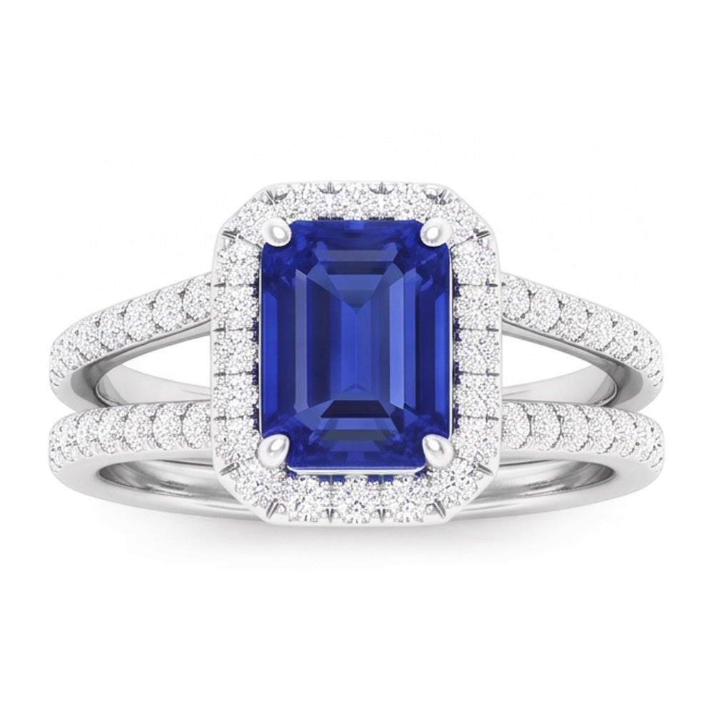 Natural Sapphire Ring 4.50ct - White Gold 14K