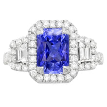 Natural Sapphire Ring 4.50ct - White Gold 14K