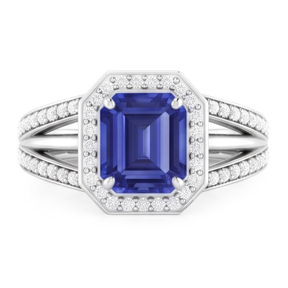 Natural Sapphire Ring 4.50ct - White Gold 14K