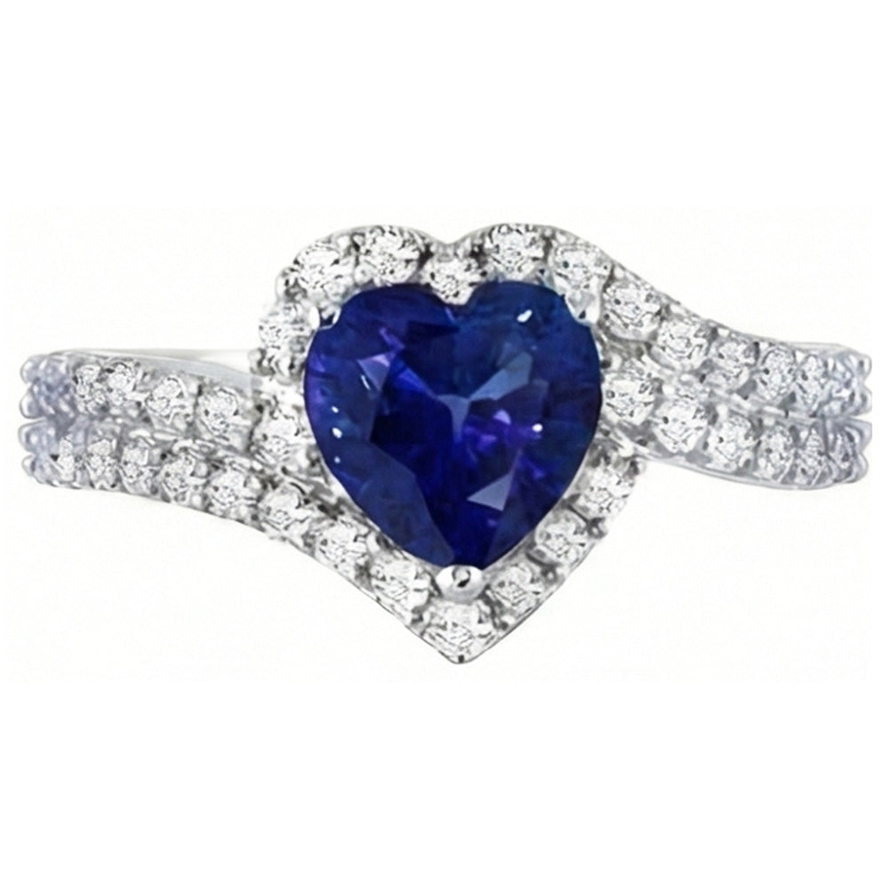 Natural Sapphire Ring 4.50ct - White Gold 14K