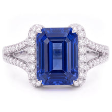 Natural Sapphire Ring 4.50ct - White Gold 14K