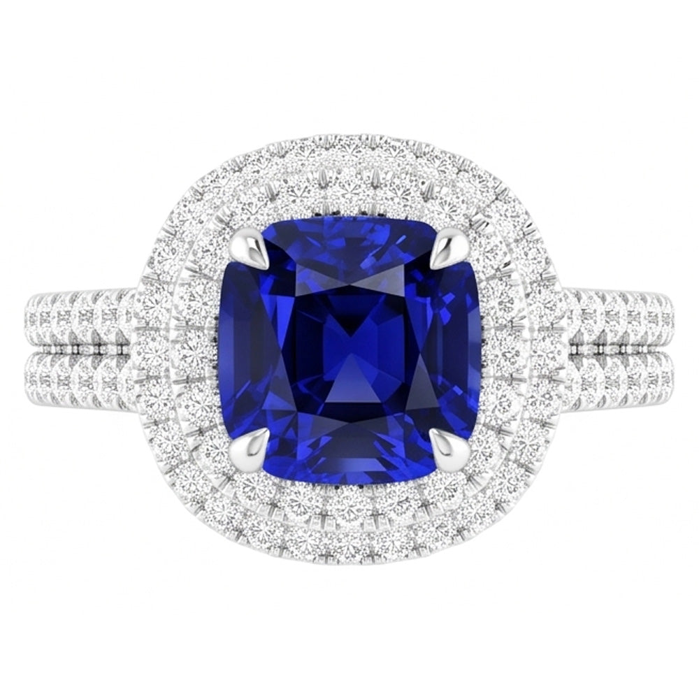 Natural Sapphire Ring 4.50ct - White Gold 14K