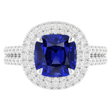 Natural Sapphire Ring 4.50ct - White Gold 14K