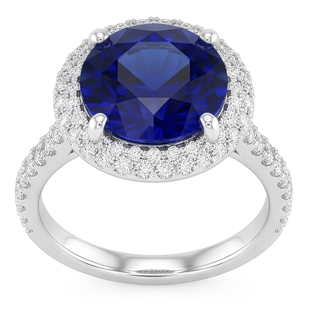 Natural Sapphire Ring 4.50ct - White Gold 14K