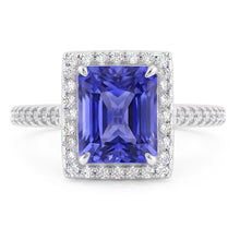Natural Sapphire Ring 4.50ct - White Gold 14K