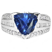 Natural Sapphire Ring 4.50ct - White Gold 14K