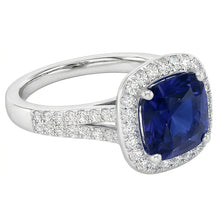 Natural Sapphire Ring 4.50ct - White Gold 14K