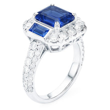 Natural Sapphire Ring 4.50ct - White Gold 14K