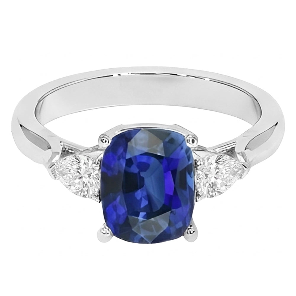 Natural Sapphire Ring 4.50ct - White Gold 14K