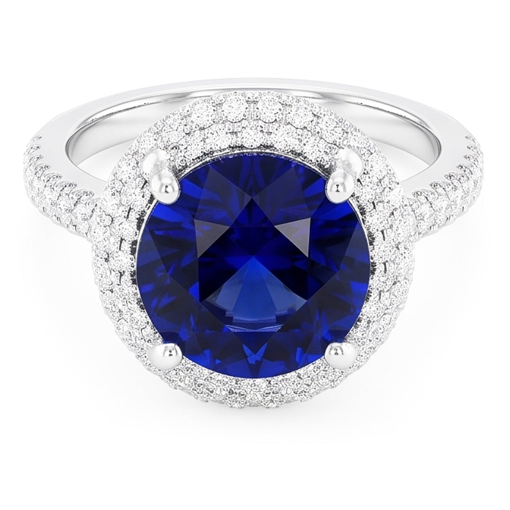 Natural Sapphire Ring 4.50ct - White Gold 14K