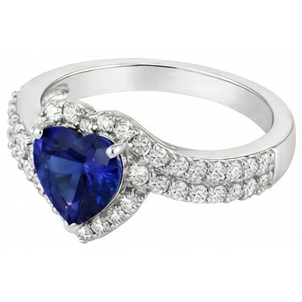 Natural Sapphire Ring 4.50ct - White Gold 14K