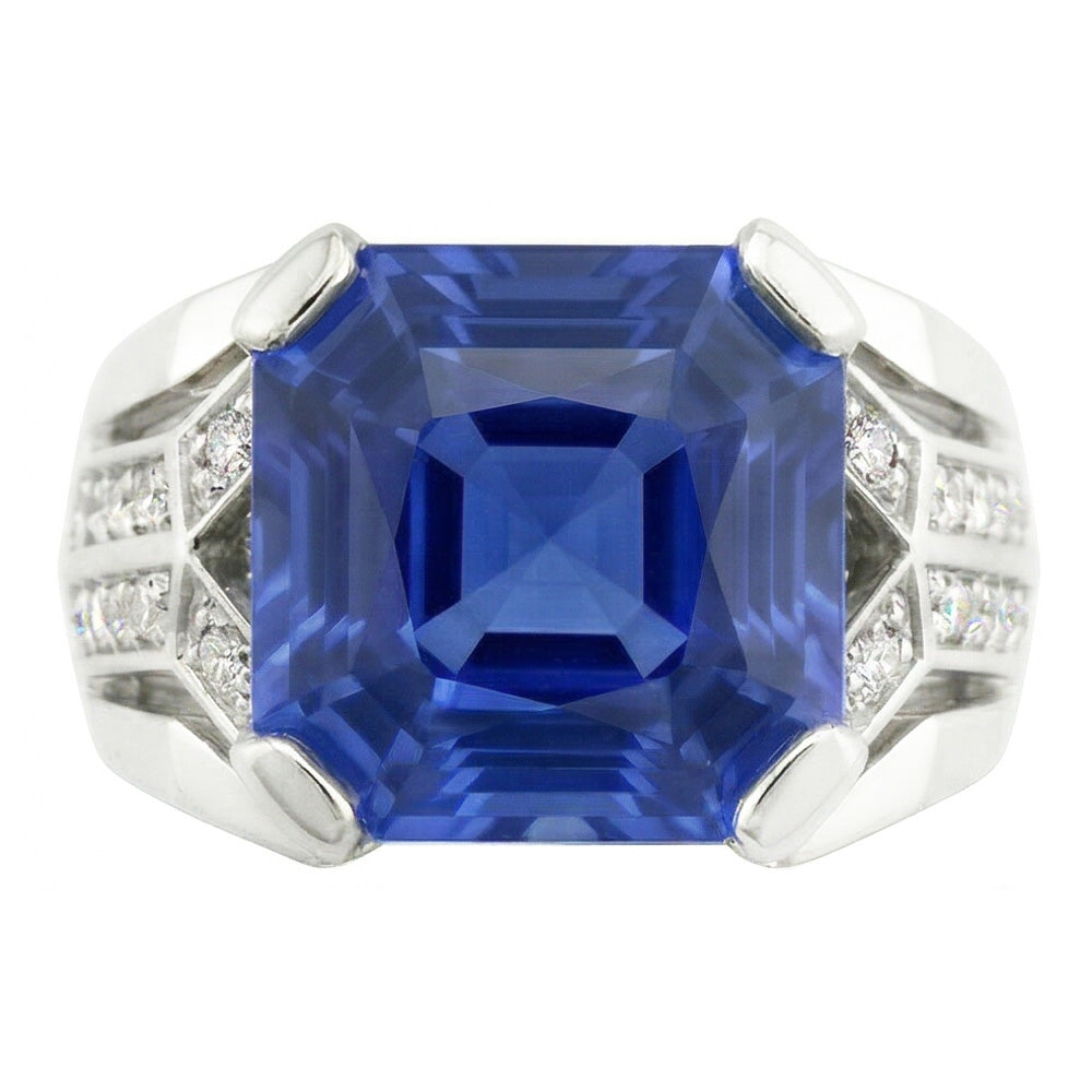 Natural Sapphire Ring 4.50ct - White Gold 14K
