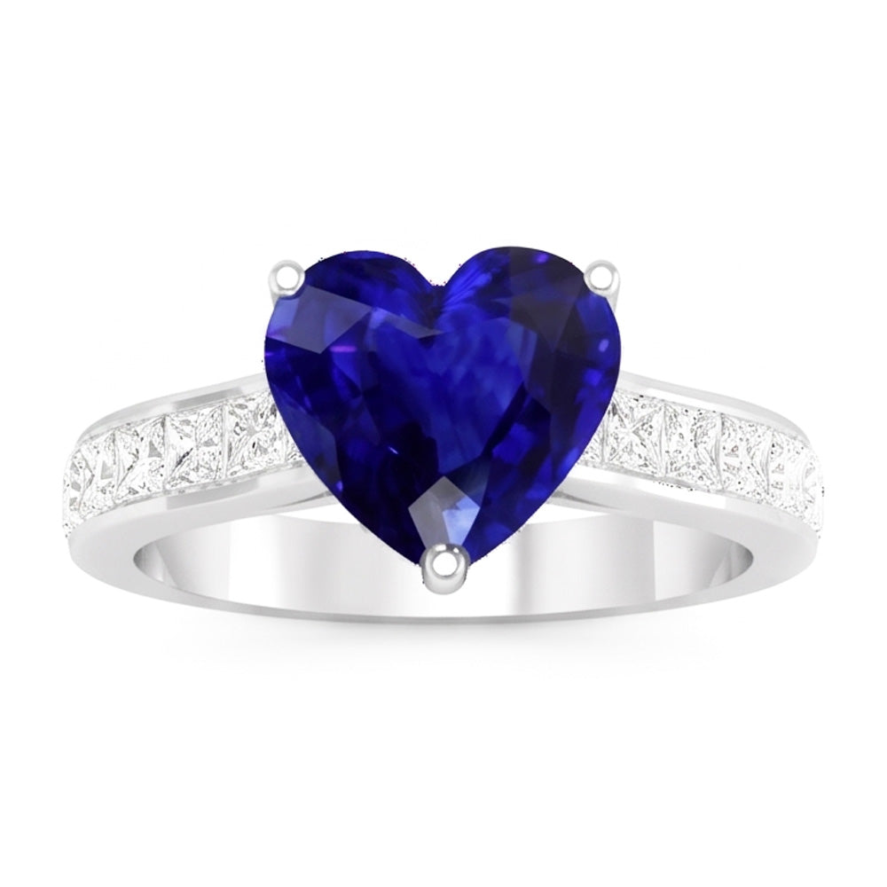 Natural Sapphire Ring 4.50ct - White Gold 14K