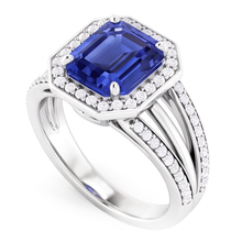 Natural Sapphire Ring 4.50ct - White Gold 14K