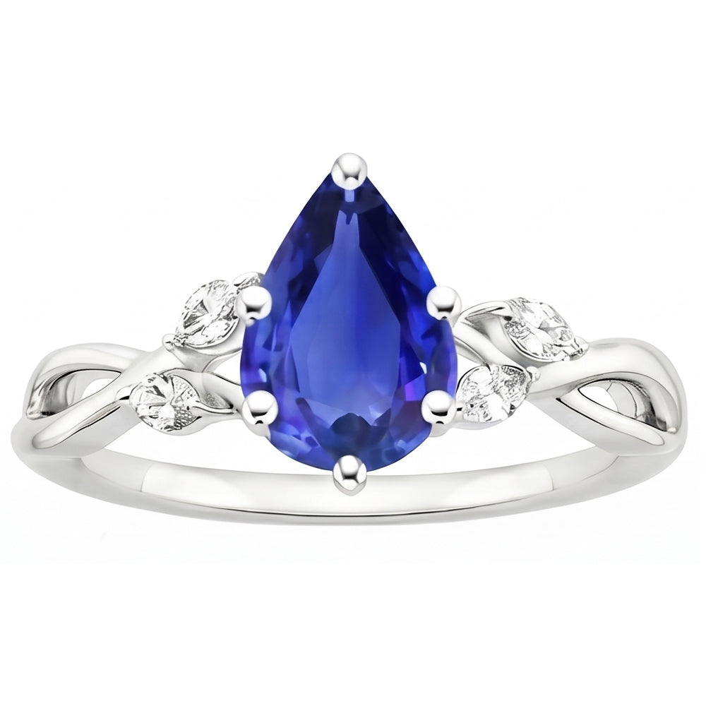Natural Sapphire Ring 4.50ct - White Gold 14K