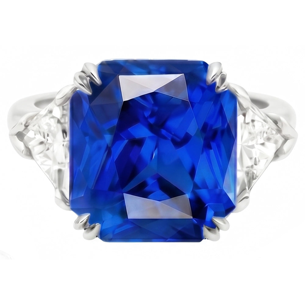 Natural Sapphire Ring 4.50ct - White Gold 14K