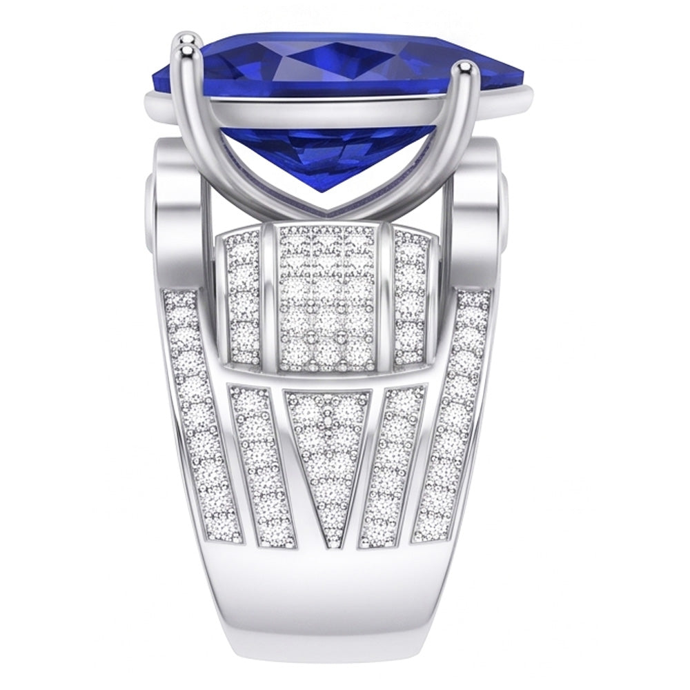 Natural Sapphire Ring 4.50ct - White Gold 14K