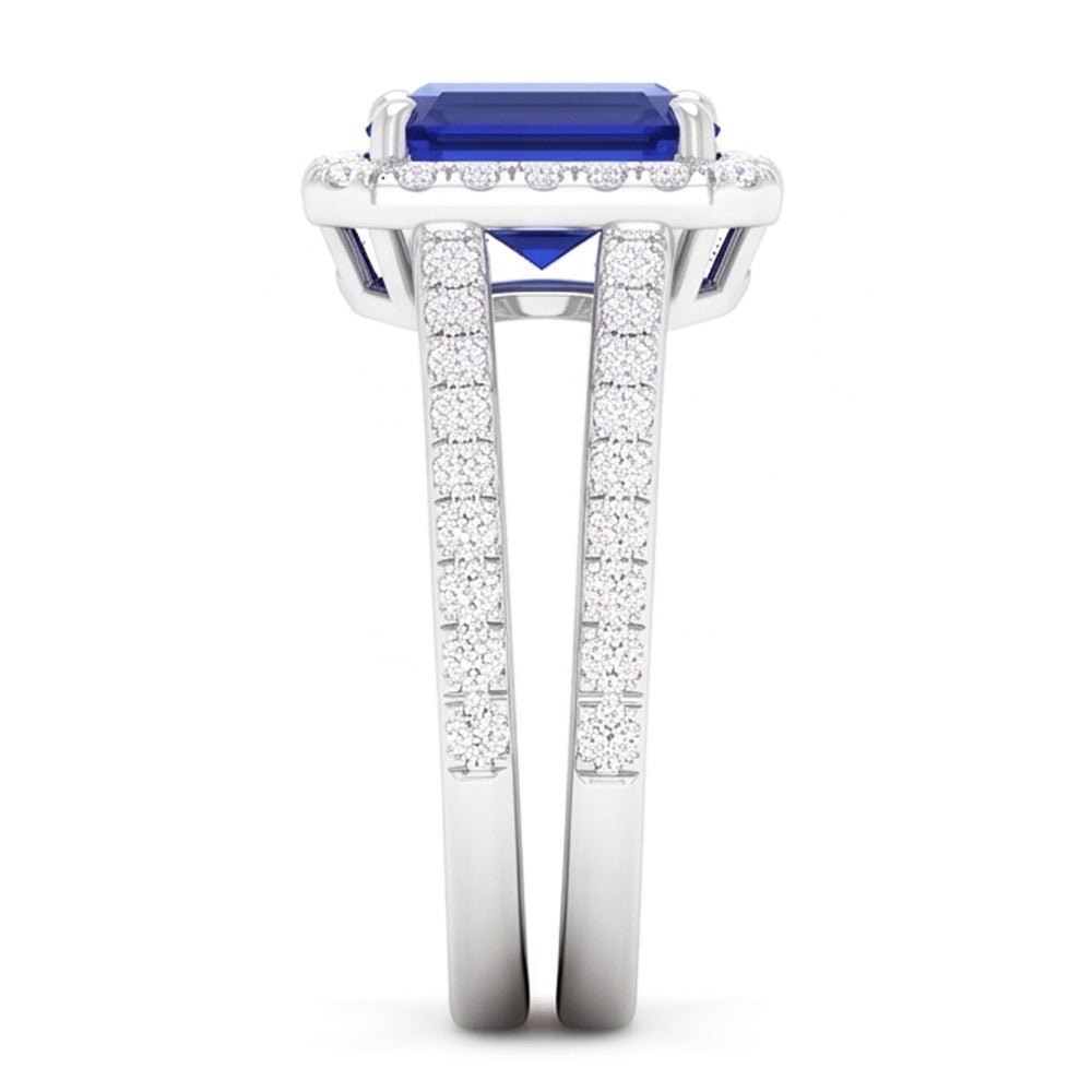 Natural Sapphire Ring 4.50ct - White Gold 14K