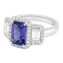 Natural Sapphire Ring 4.50ct - White Gold 14K